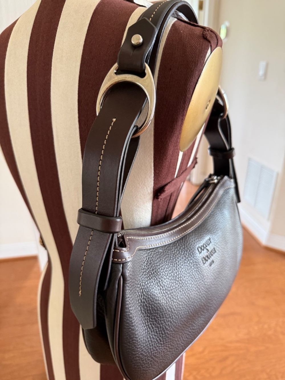Vintage Dooney & Bourke Pebble Grain Leather East-West Shoulder Bag Black/Brown - Picture 3 of 15